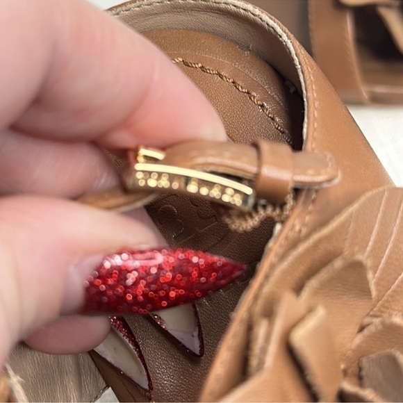 NWOB Tory Burch Women's Brown 65 mm Nappa Leather Blossom Heel Block Sandal 9.5 - Picture 12 of 16